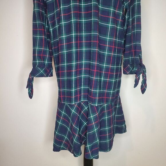 Gap Ruffle Hem Plaid Shirtdress Size L - Picture 10 of 14